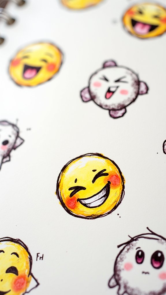 playful wink face doodles