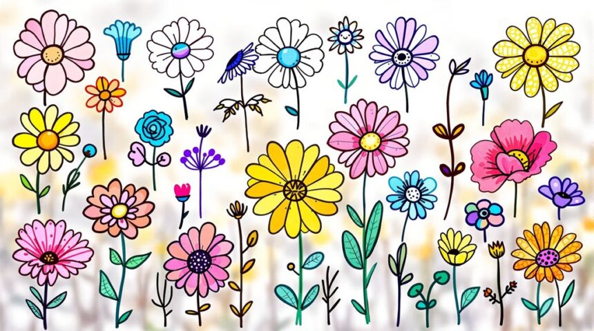 quick and easy flower doodles