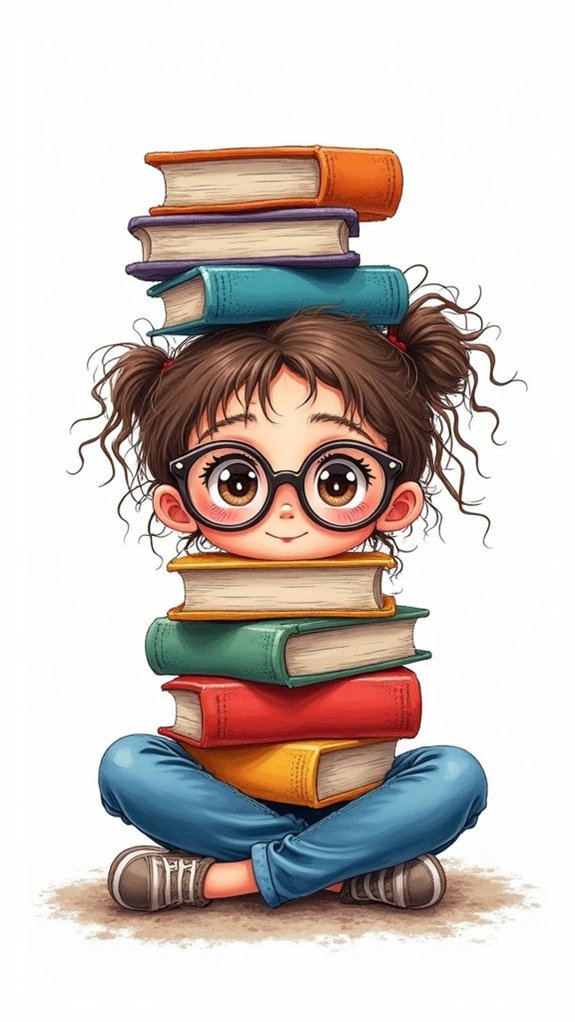 quirky bookworm character doodle