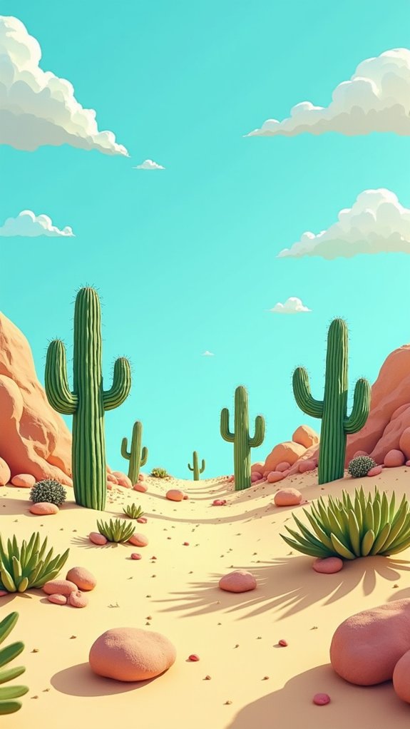 quirky desert doodle scene
