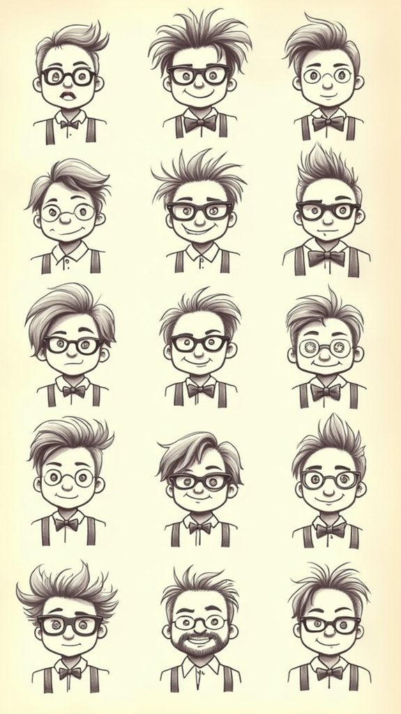 quirky nerdy face doodle