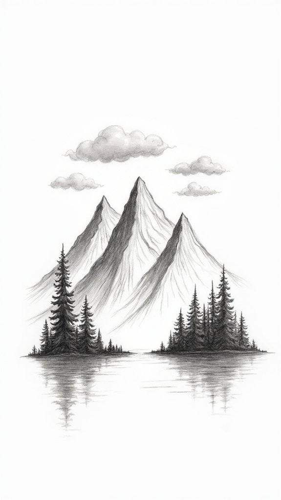 simple mountain scenery sketch