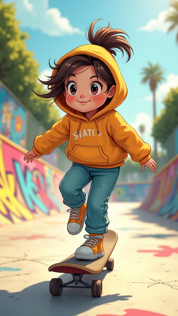 skater girl with ponytail