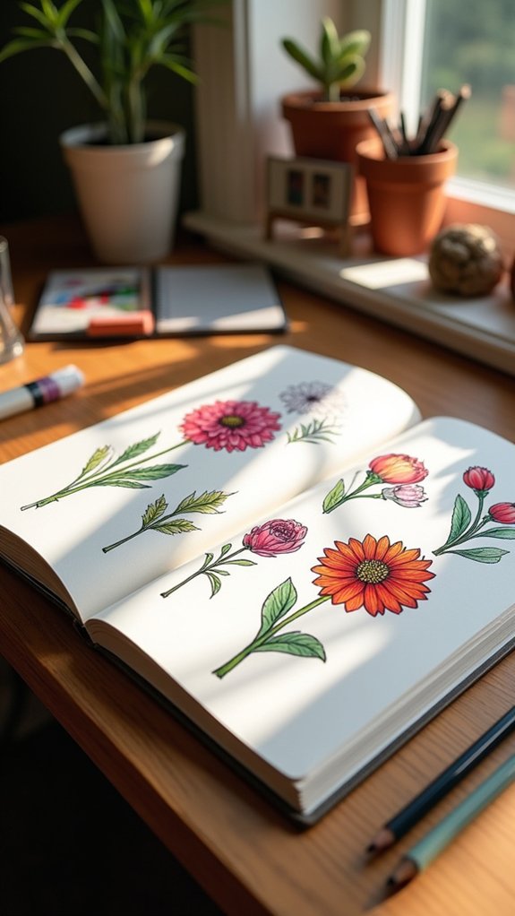 sketch flowers with personality