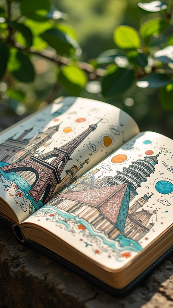 sketching iconic travel landmarks