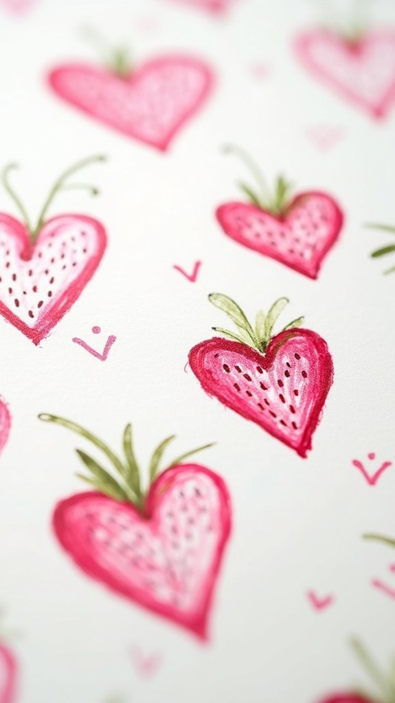 strawberry heart doodle art