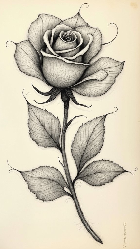 stylized rose doodle techniques