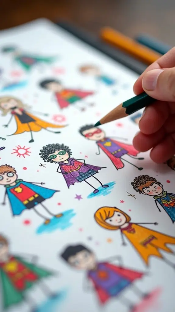 superhero doodles colorful creativity