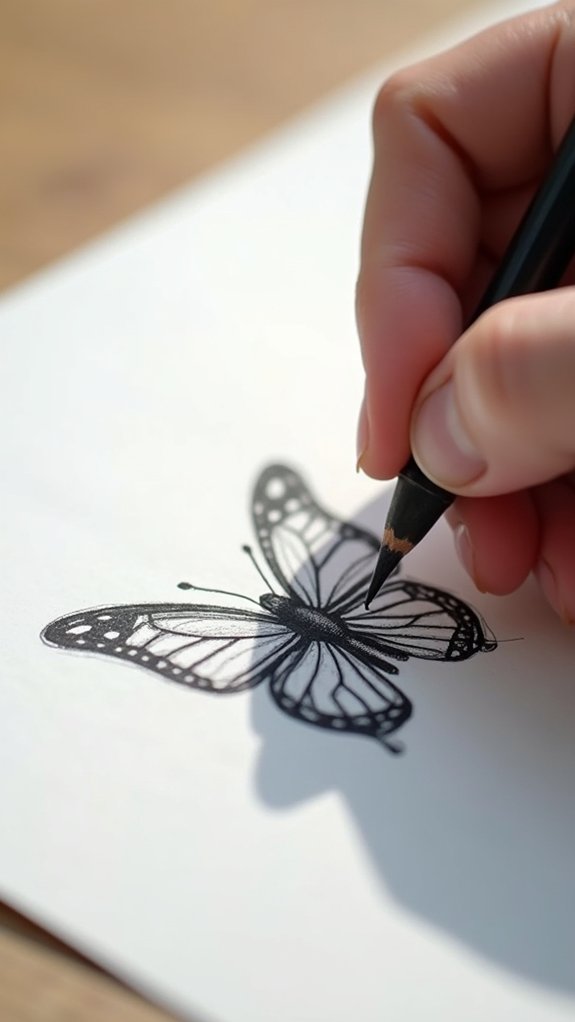 symmetrical butterfly body sketch
