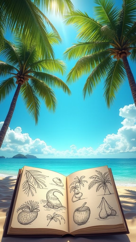 tropical palm tree doodles