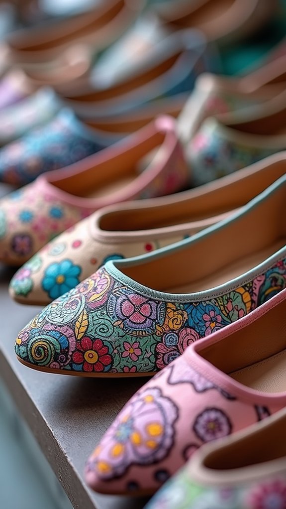 unique hand painted ballet flats