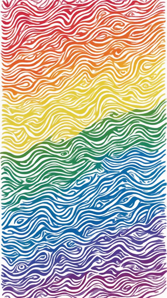 vibrant rainbow wave doodles