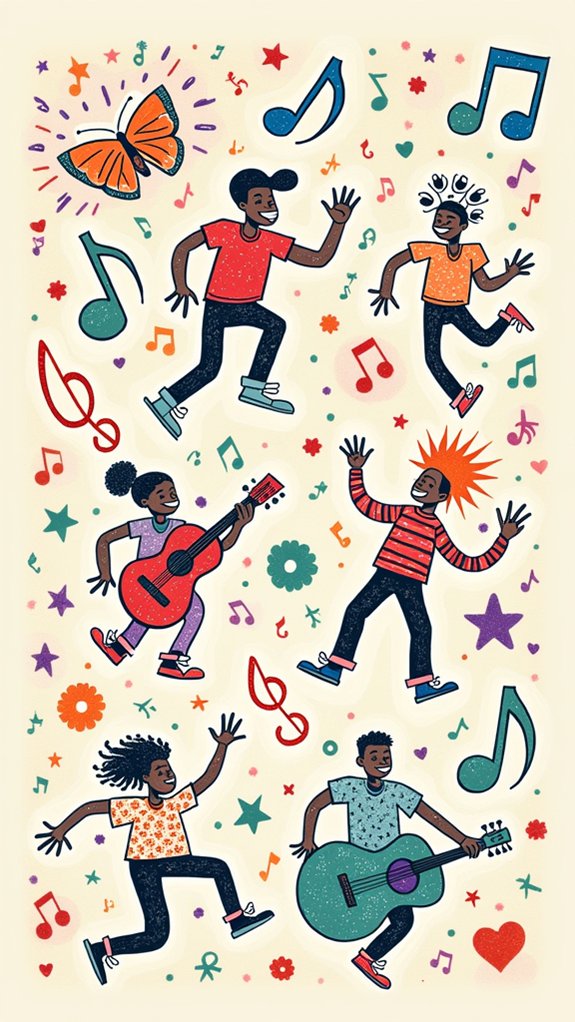 vibrant rhythm inspired doodles