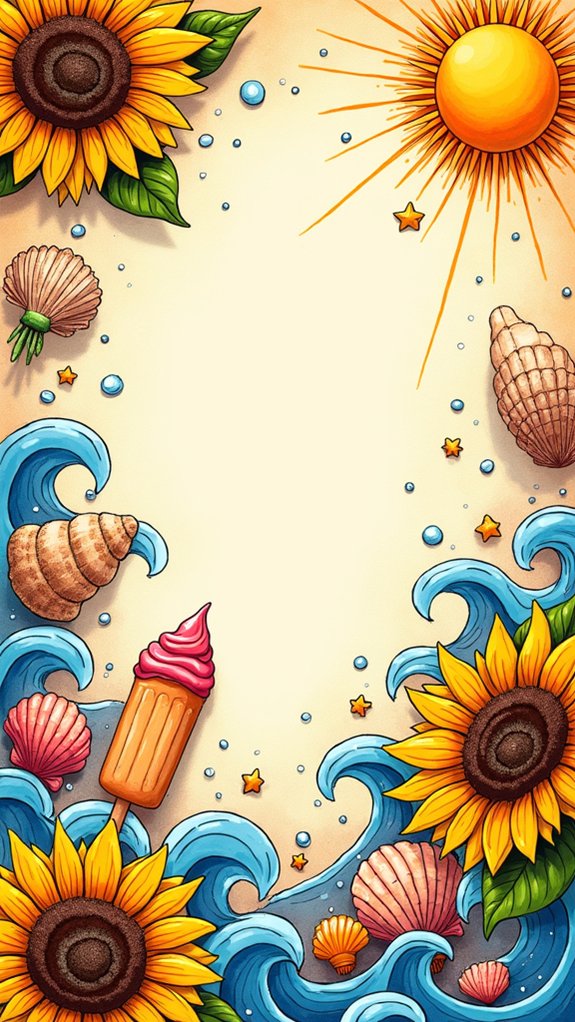 vibrant summer themed doodles