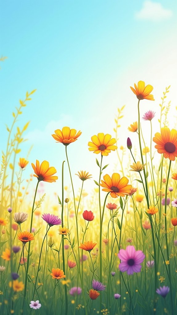 vibrant wildflower field layers