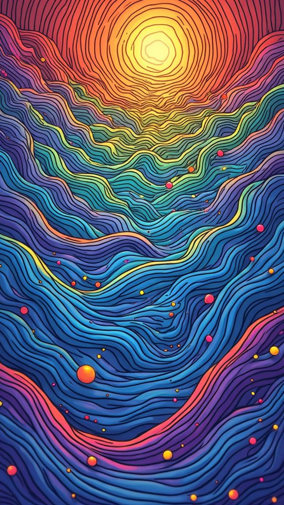 wavy rainbow doodle patterns