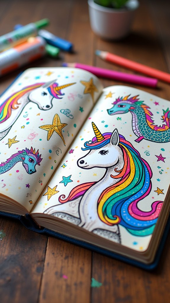 whimsical fantasy creature doodles