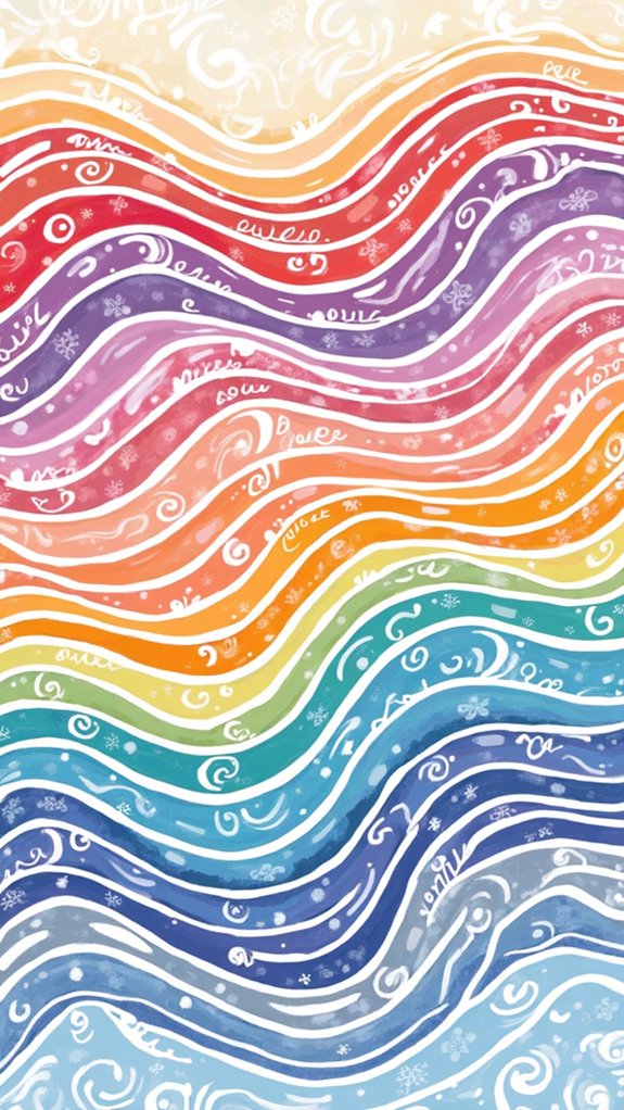 whimsical rainbow wave doodles