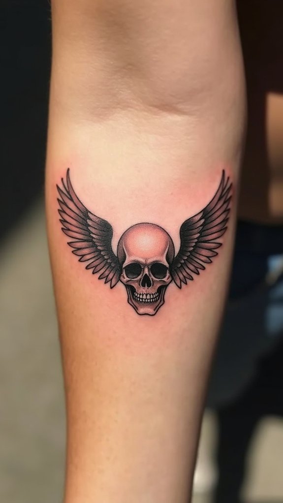 winged skull mini tattoos