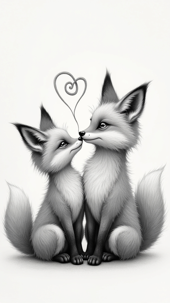 adorable foxes in affection