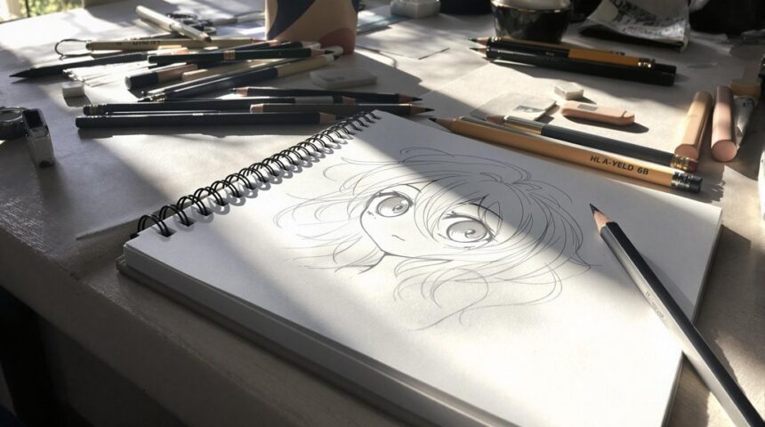 anime character pencil art