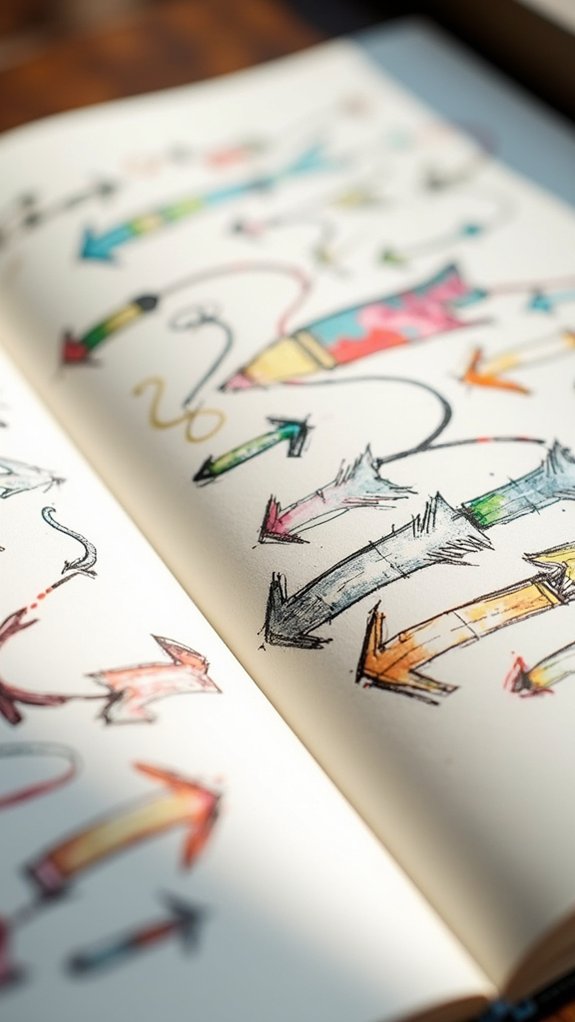 arrows enhance sketchbook organization
