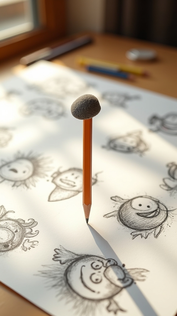 artistic pencil with beret