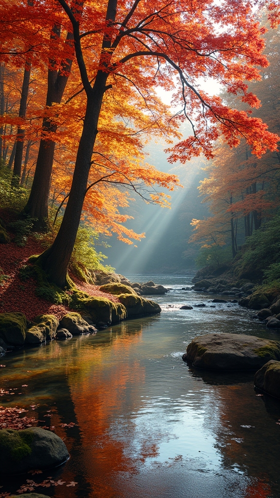 autumn colors by river