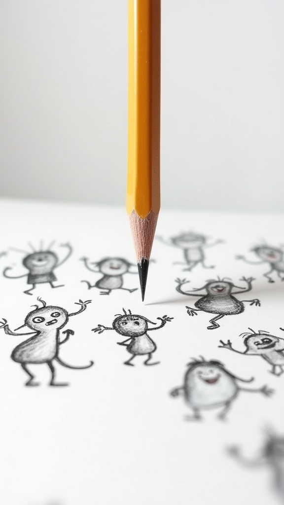 balancing cartoon pencil design
