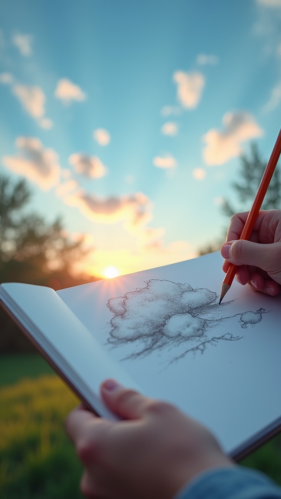 blending clouds with pencil
