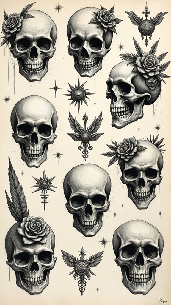 bold black ink skulls