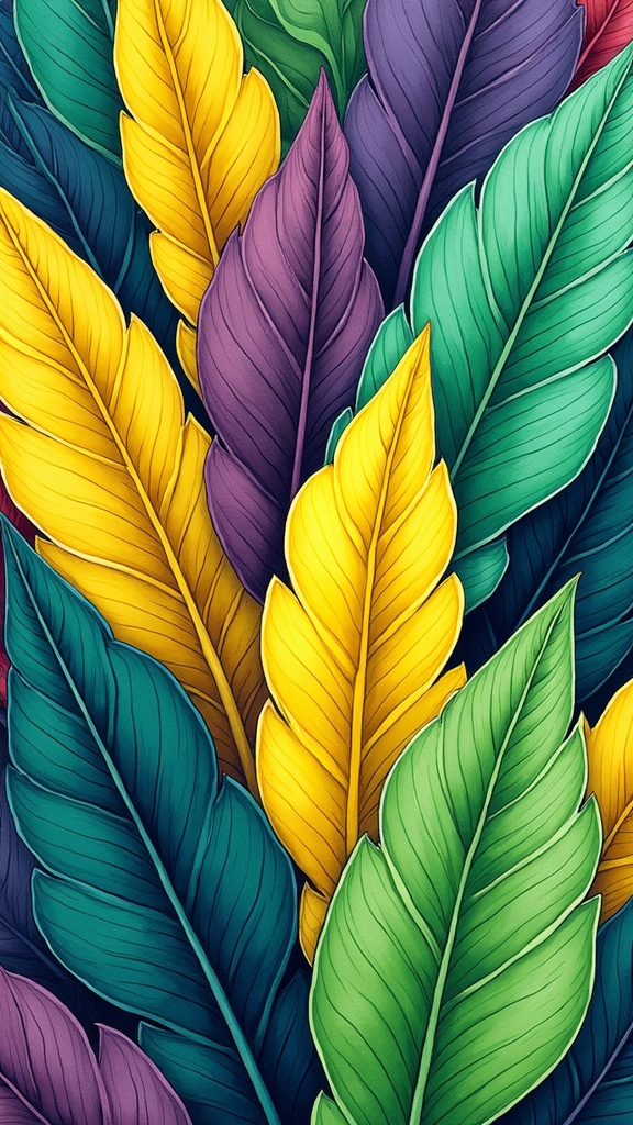 bold botanical leaf art