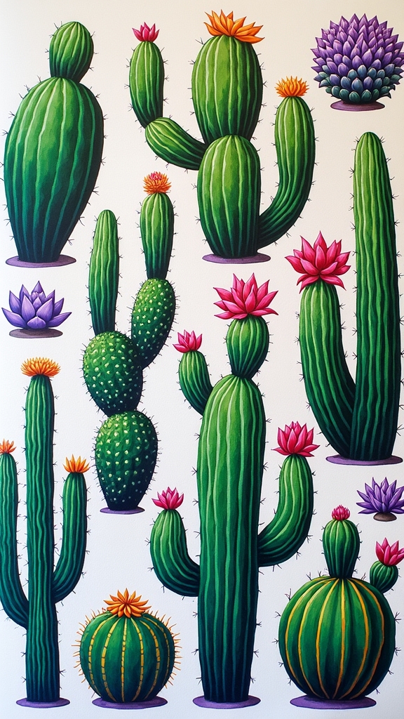 bold cactus and succulent art
