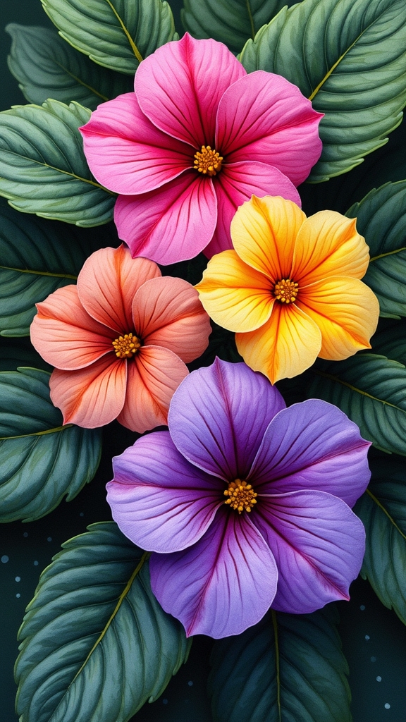 bold colorful plant sketching
