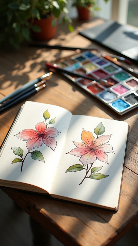 bold floral watercolor experimentation