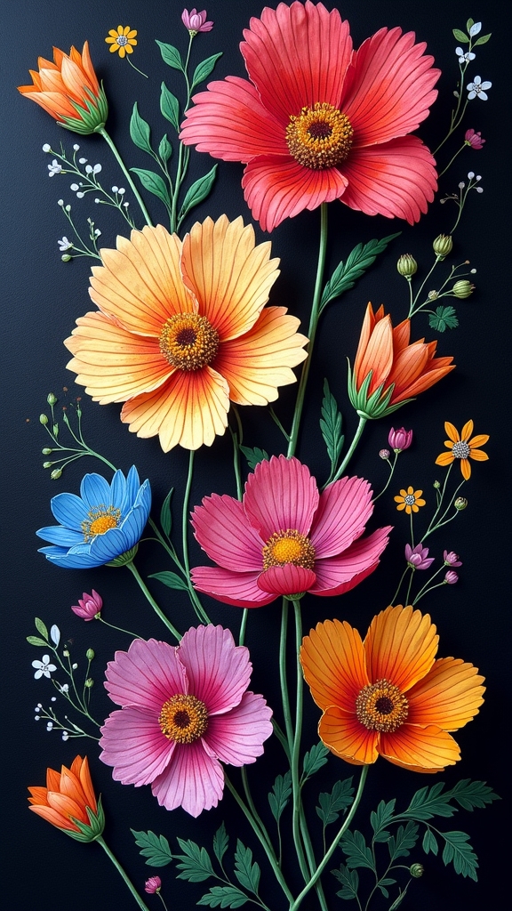 bold flower doodles shine