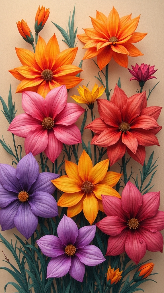 bold flowers on toned paper