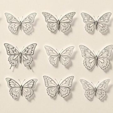 charming detailed pencil butterflies