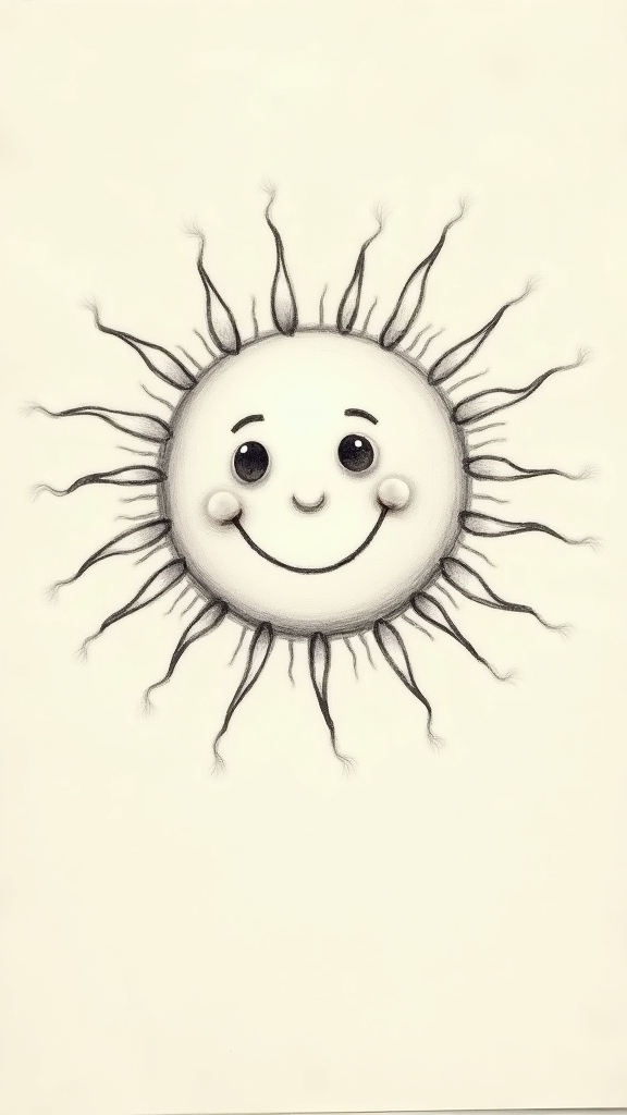 cheerful sun with rays