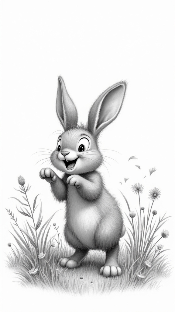 cheery rabbit meadow art