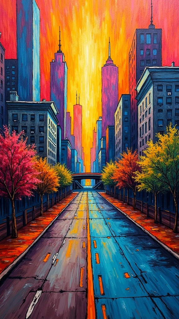 cityscapes on wood panels