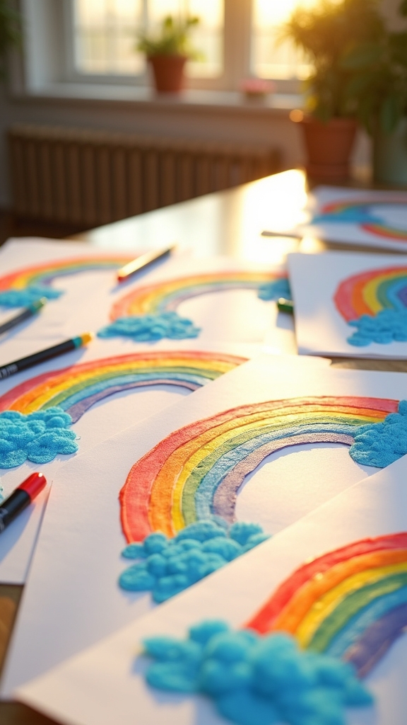 colorful clouds and rainbows