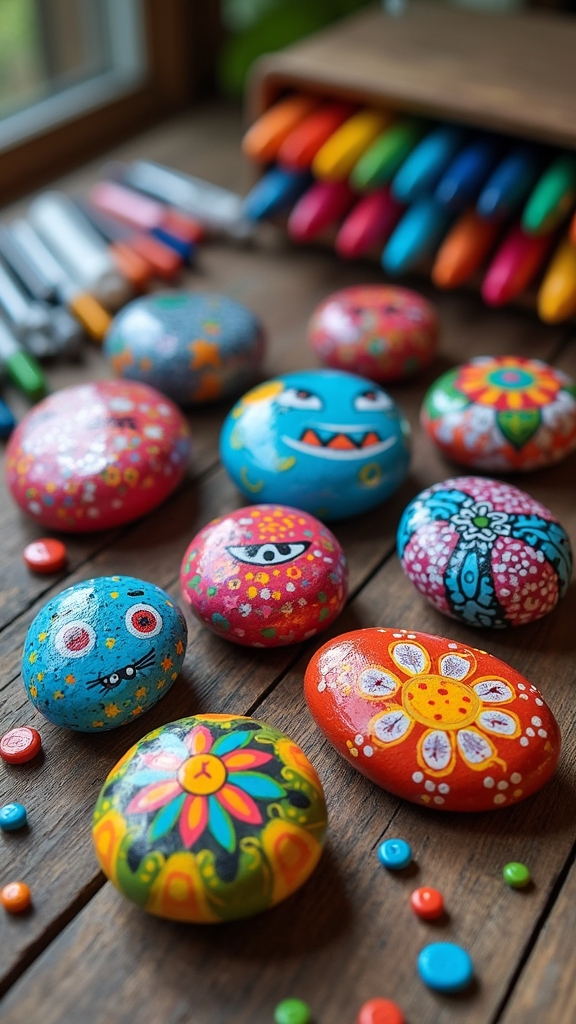 colorful creations on stones