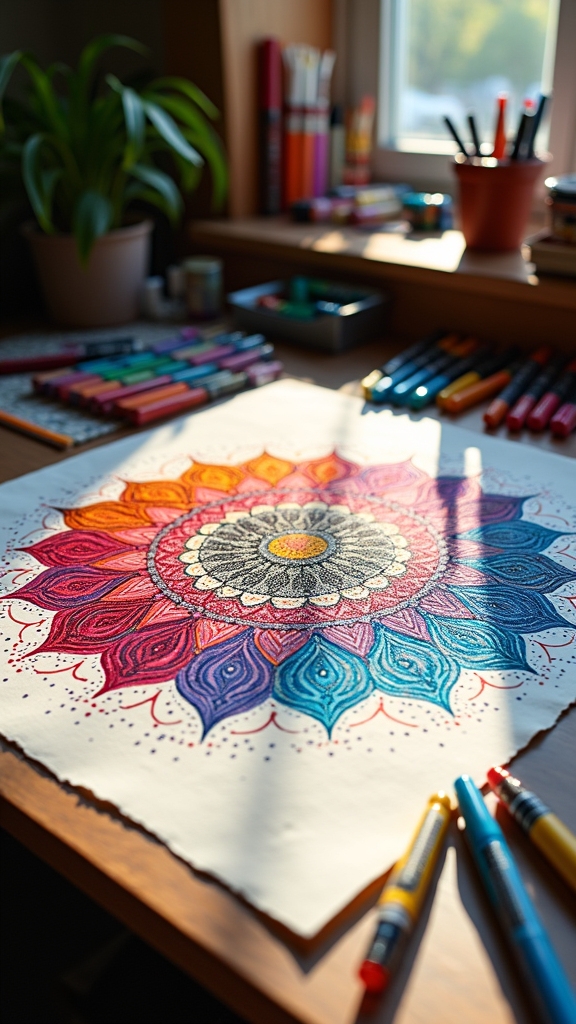colorful mandalas with techniques