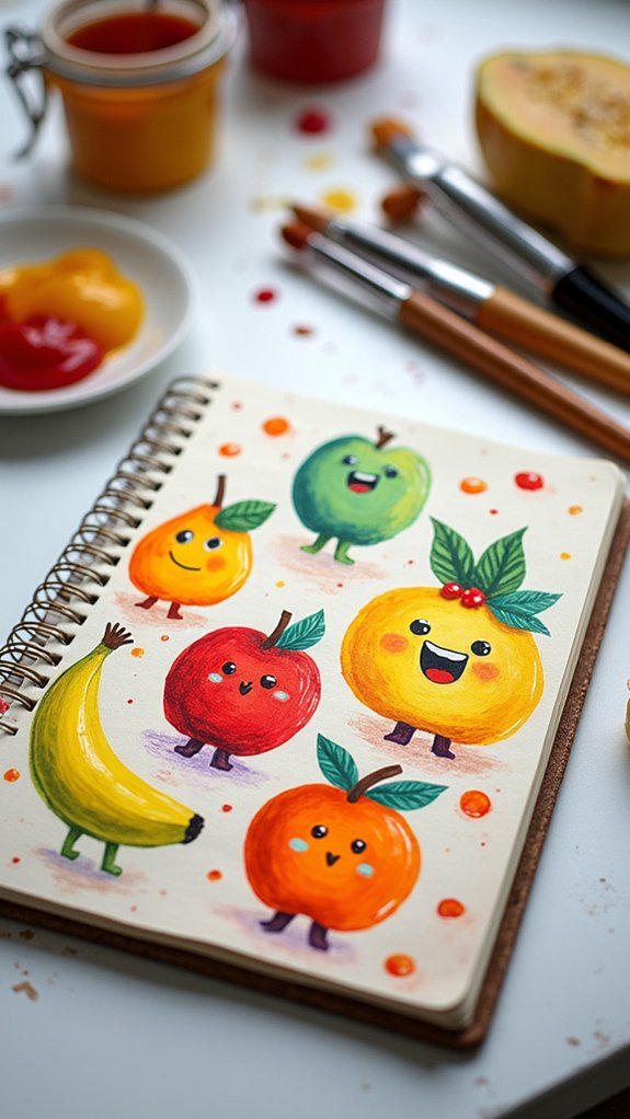 colorful quirky fruit characters