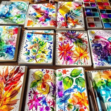 colorful sketchbook painting ideas