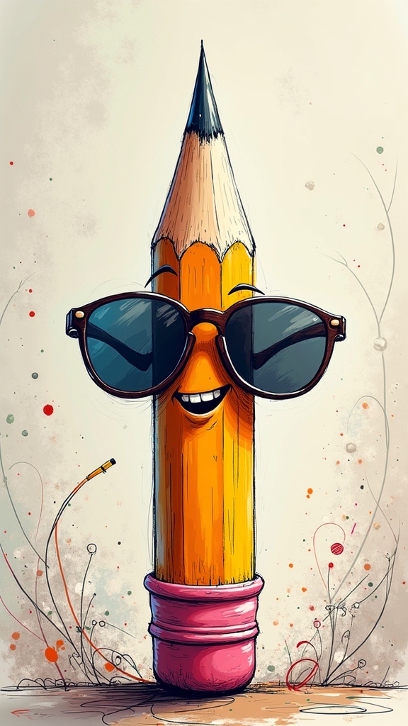 cool pencil with sunglasses