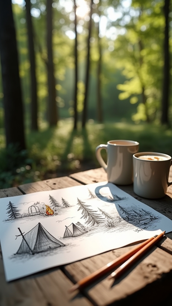cozy campfire and tents