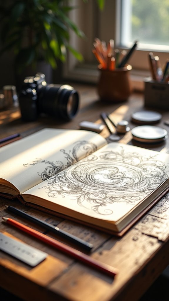 creative sketchbook layout planning