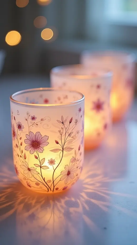 delicate floral glass votives